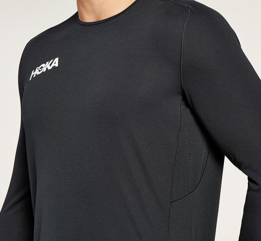 Hoka One One Top Erkek Siyah - Performance 3/4 Sleeve - EV2034586